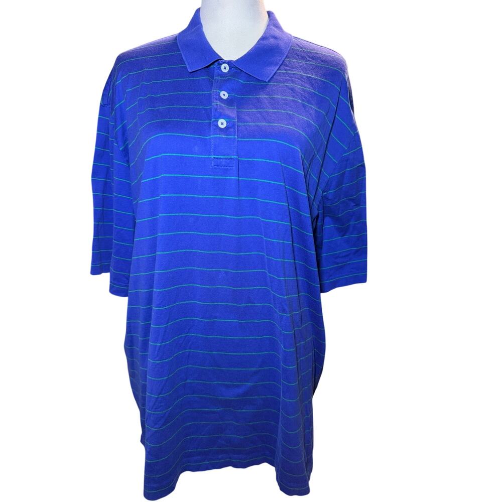 Polo Golf Ralph Lauren Blue Green Striped Polo Shirt, Golf Casual, Men's XL